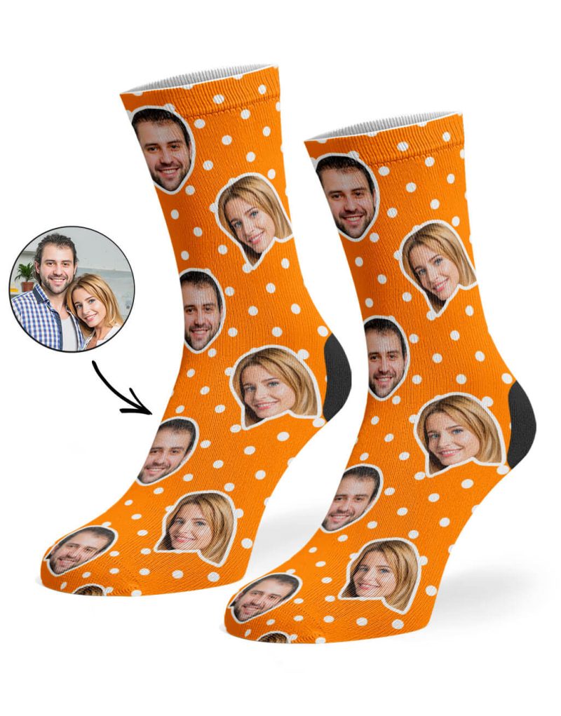 Orange Couples Spotty Face Socks