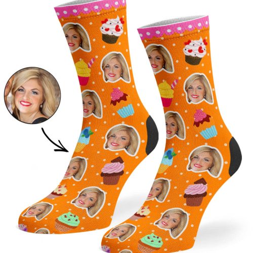 Orange Cupcake Face Socks