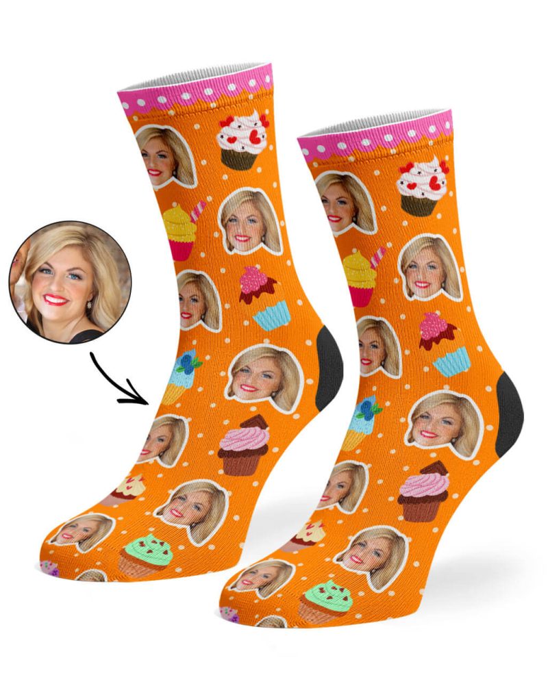 Orange Cupcake Face Socks