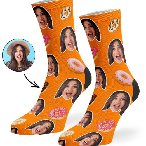 Orange Donut Face Socks