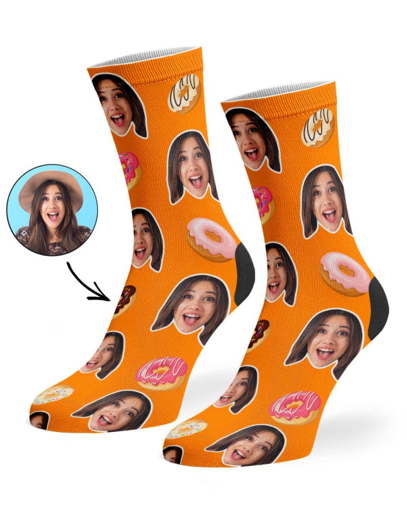 Orange Donut Face Socks