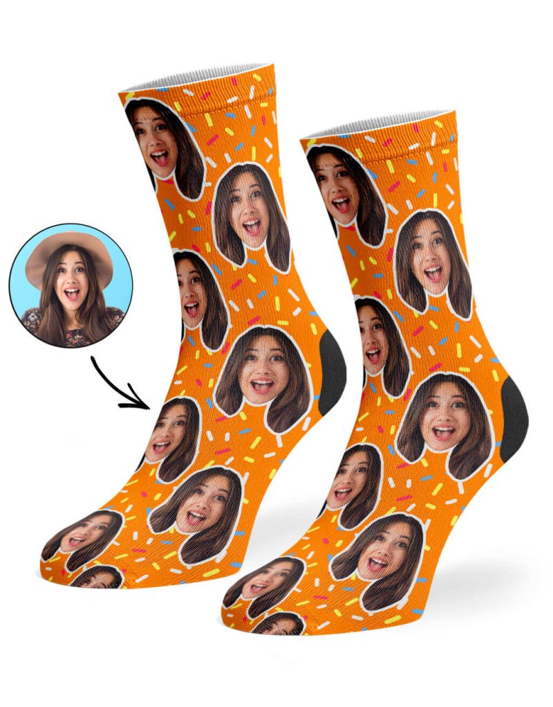 Orange Donut Sprinkles Socks