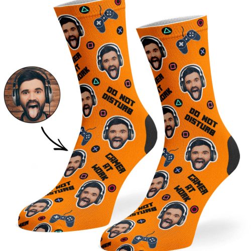 Orange Gamer Face Socks