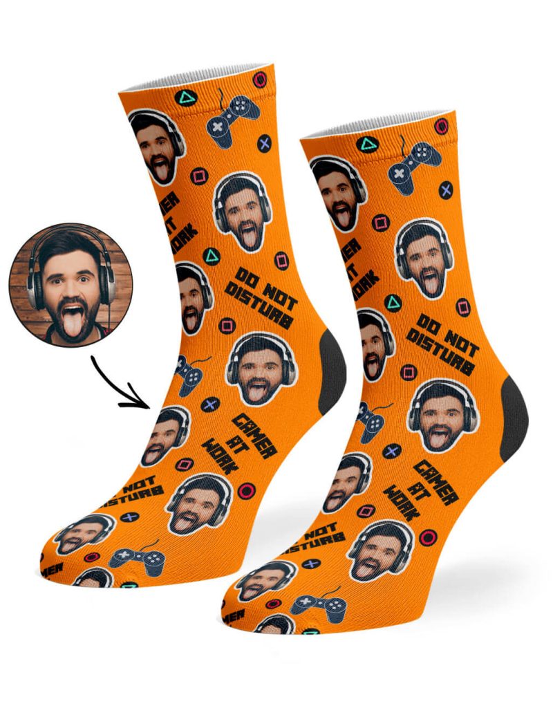 Orange Gamer Face Socks