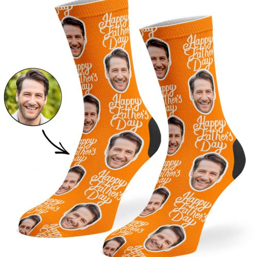 Orange Happy Fathers Day Socks