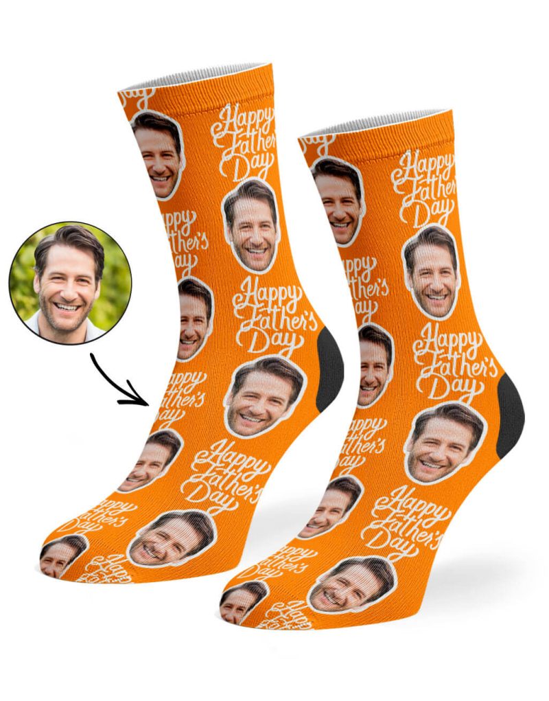 Orange Happy Fathers Day Socks