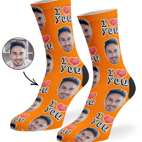 Orange I Heart You Socks