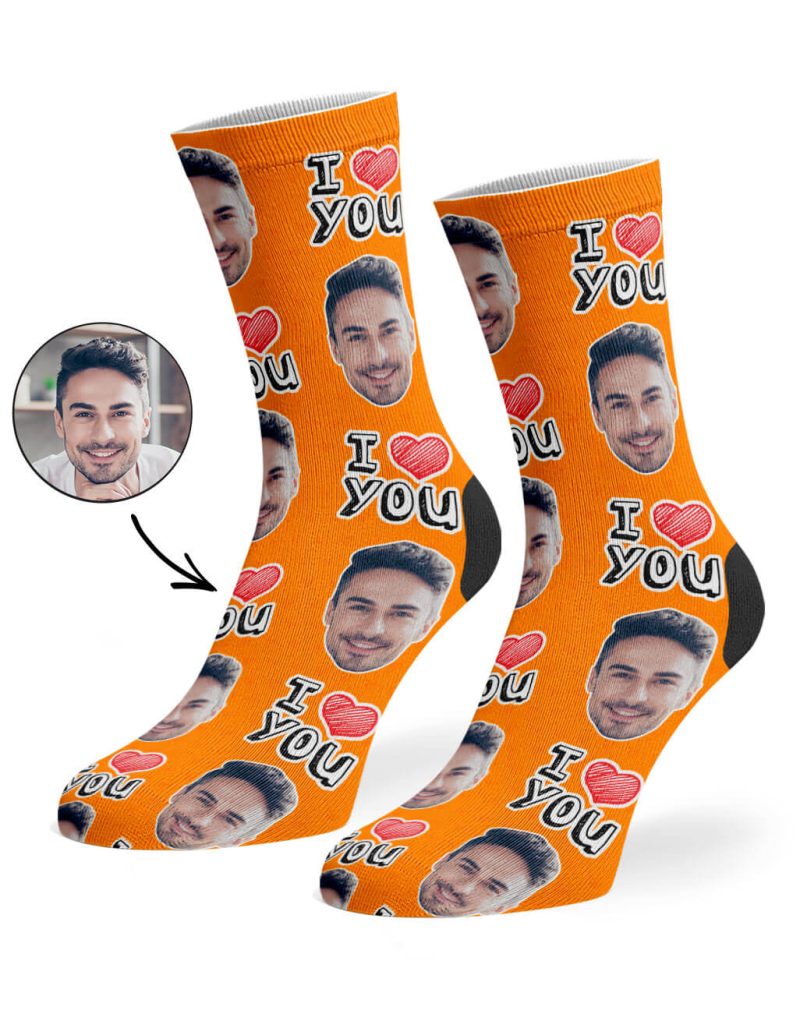 Orange I Heart You Socks