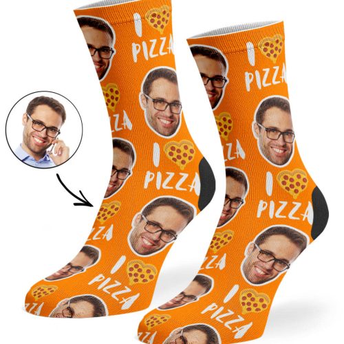 Orange I Love Pizza Socks