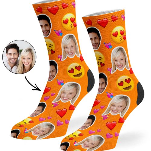 Orange Love Emoji Socks