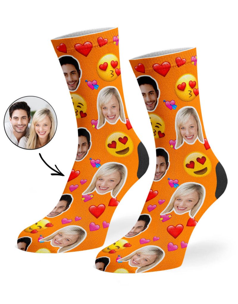 Orange Love Emoji Socks