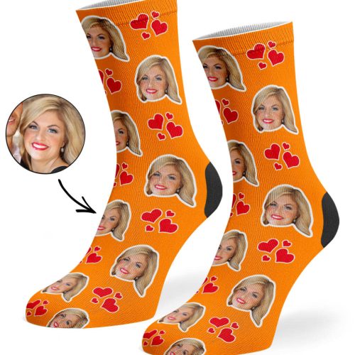 Orange My Valentine Face Socks