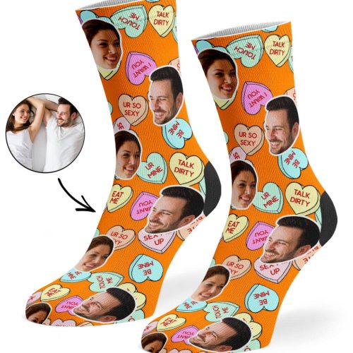 Orange Naughty Love Hearts Socks