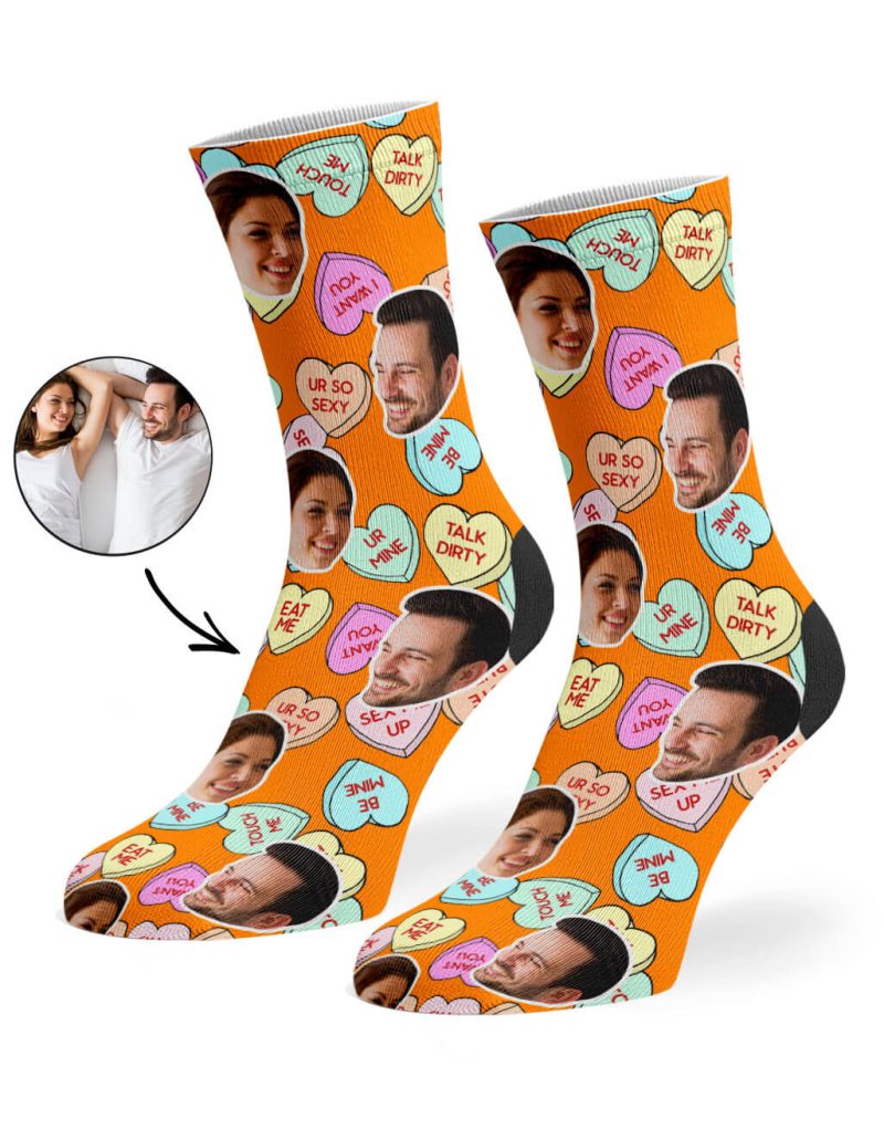 Orange Naughty Love Hearts Socks