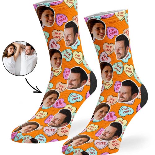 Orange Nice Love Hearts Socks