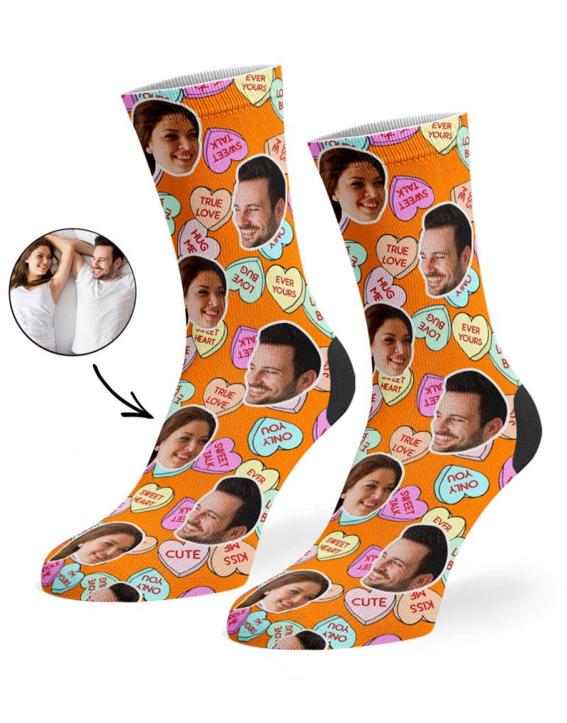 Orange Nice Love Hearts Socks