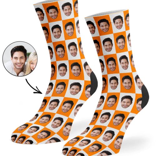 Orange Poser Face Socks