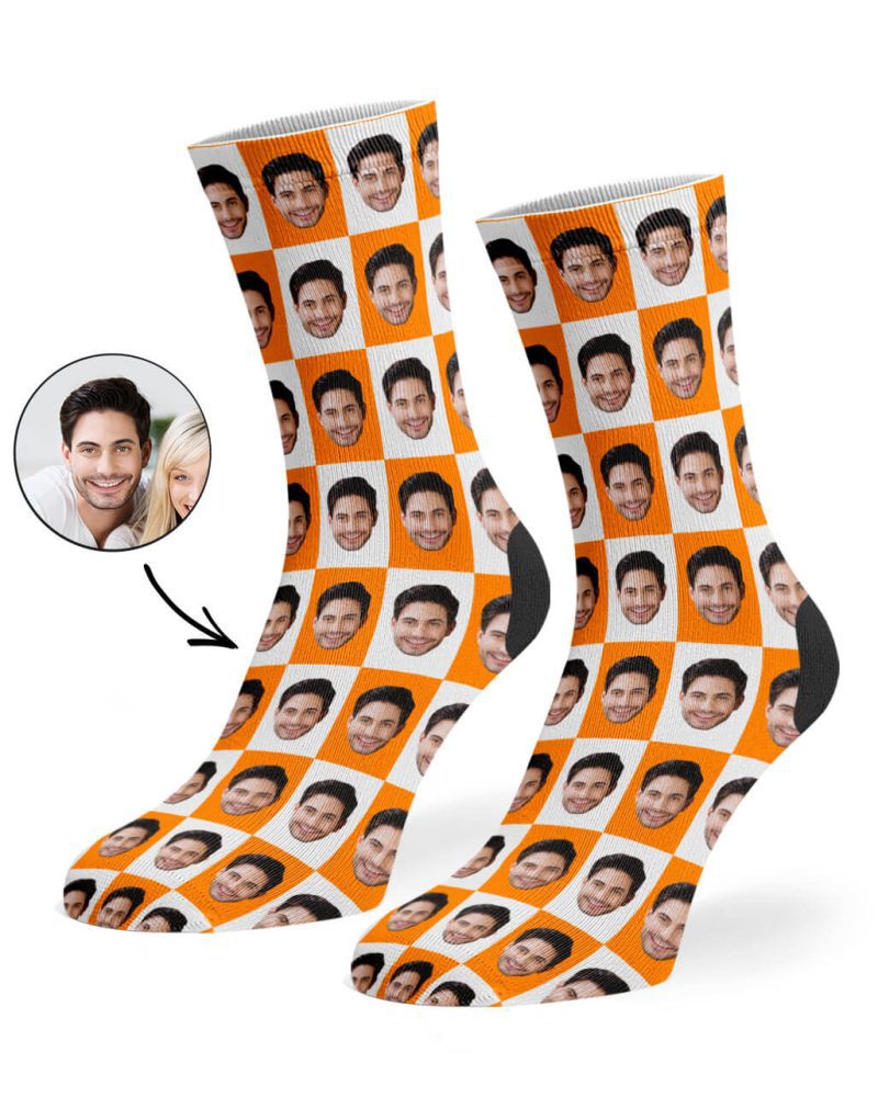 Orange Poser Face Socks