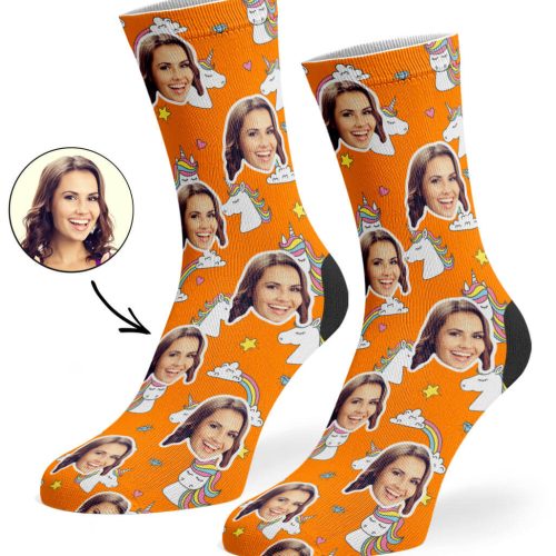 Orange Rainbow Unicorn Socks