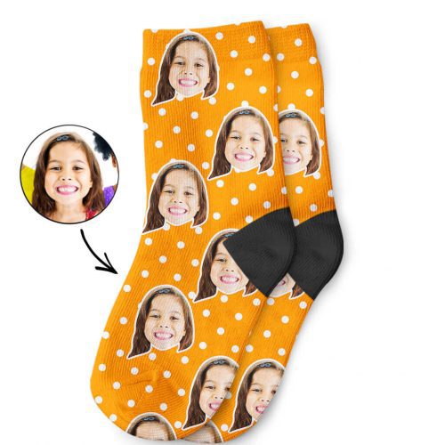 Orange Spotty Face Kids Socks