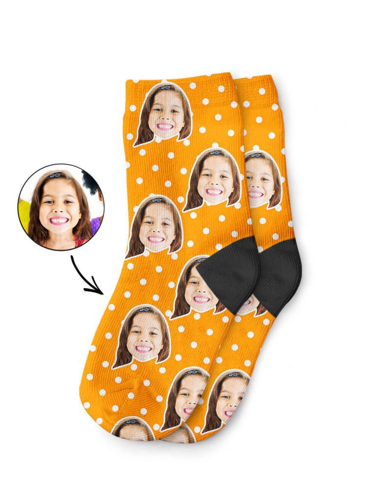 Orange Spotty Face Kids Socks