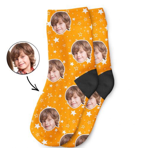 Face On Star Pattern Kids Socks