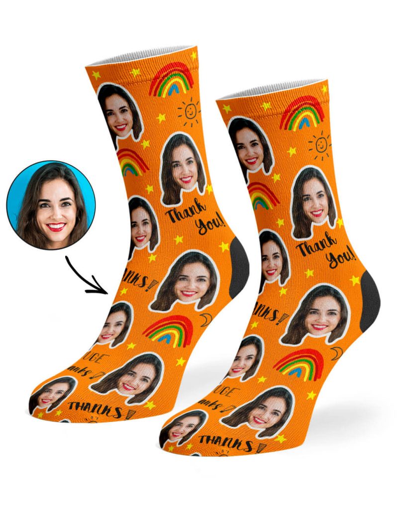 Orange Thank You Socks