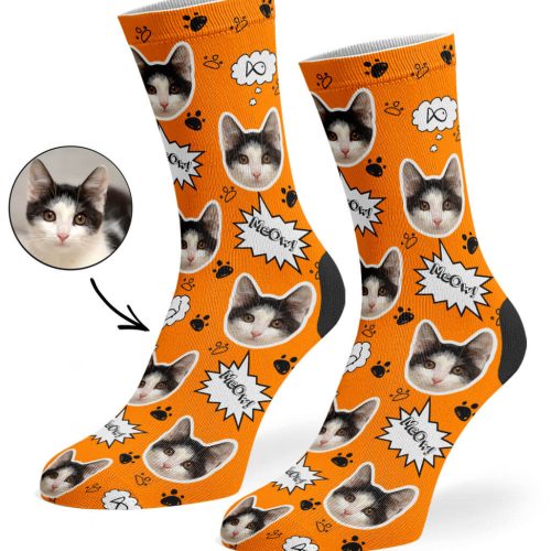 Orange Your Cat Meow Socks