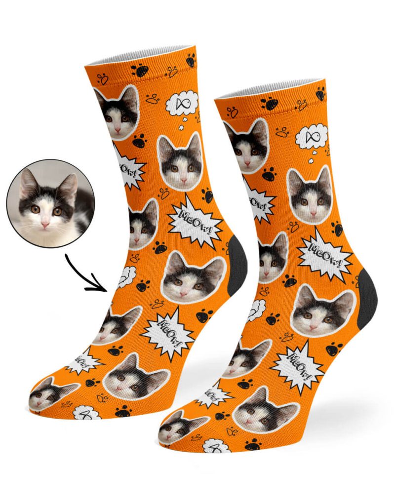 Orange Your Cat Meow Socks