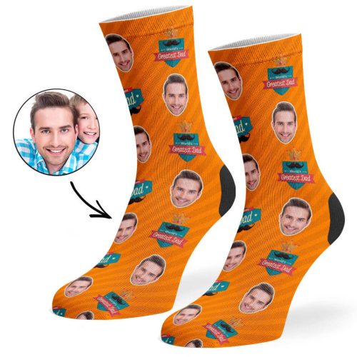 Orange Greatest Dad Socks