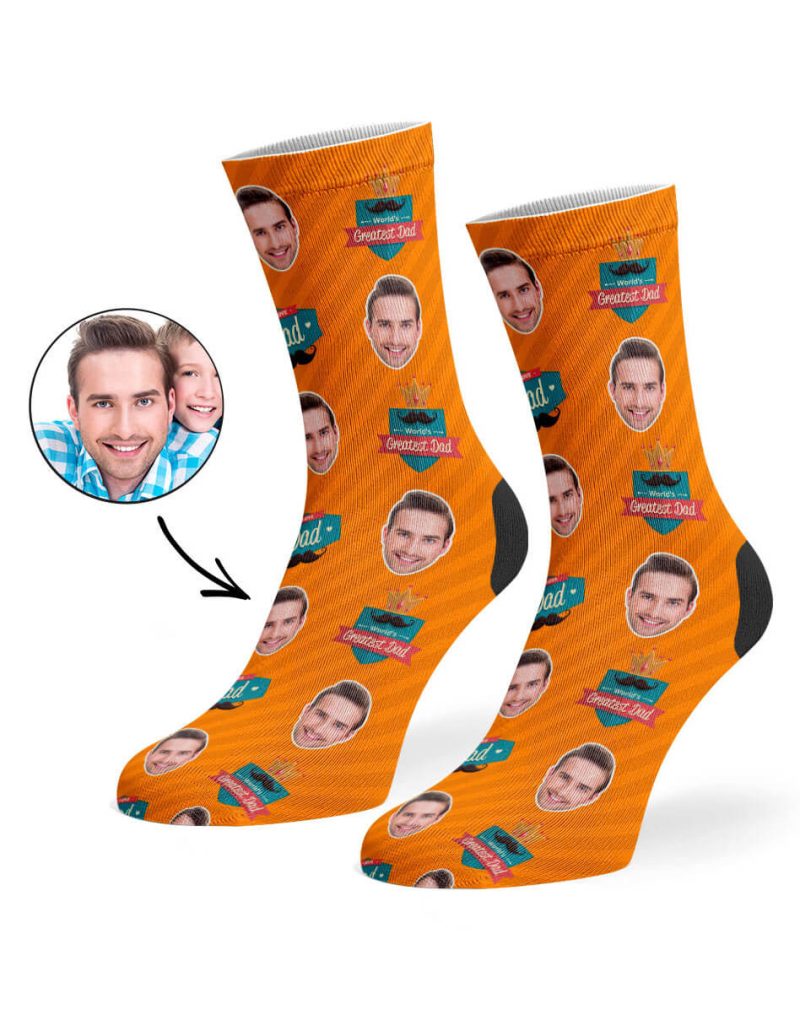 Orange Greatest Dad Socks