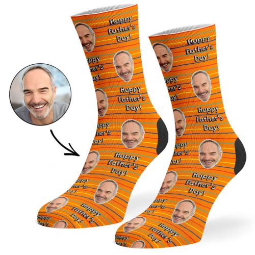 Orange Happy Father s Day Striped Socks