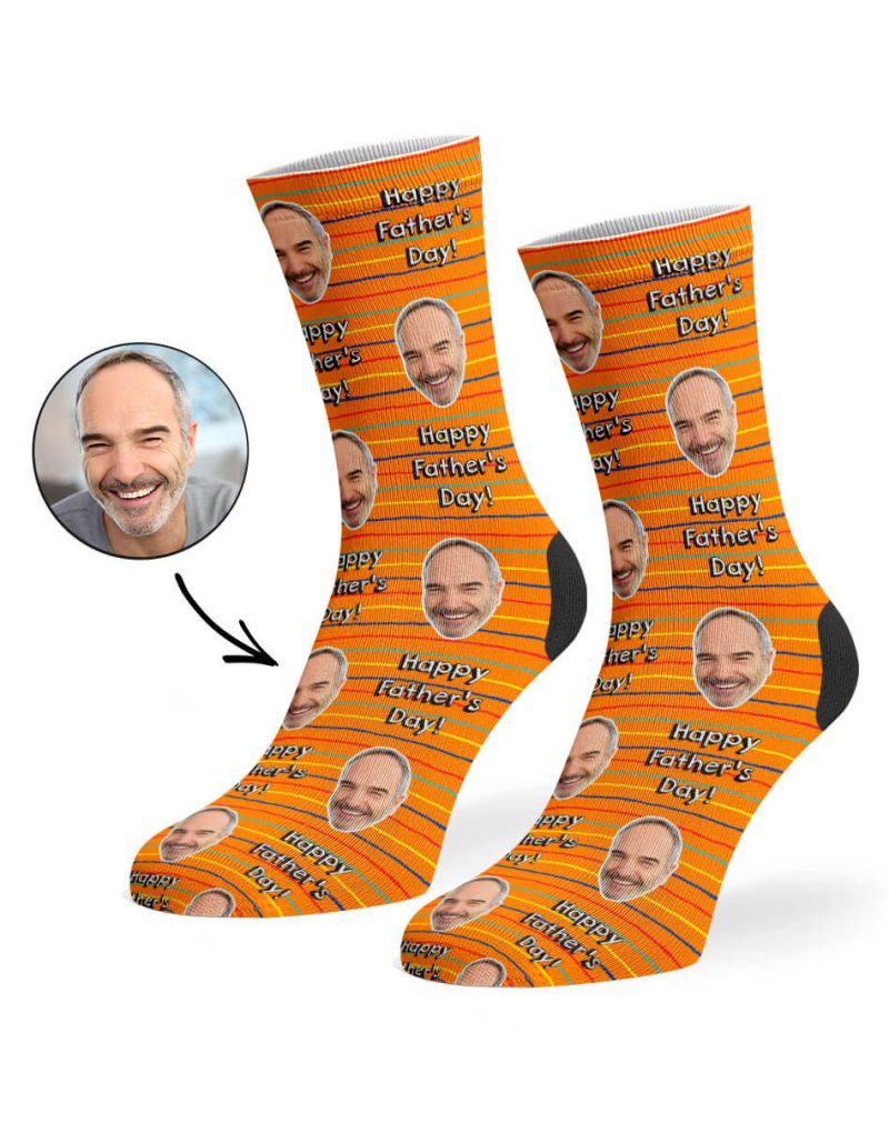 Orange Happy Father s Day Striped Socks