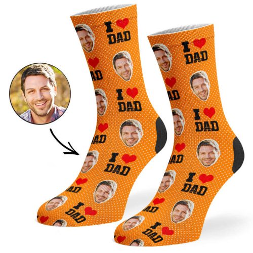 Orange I Love Dad Socks