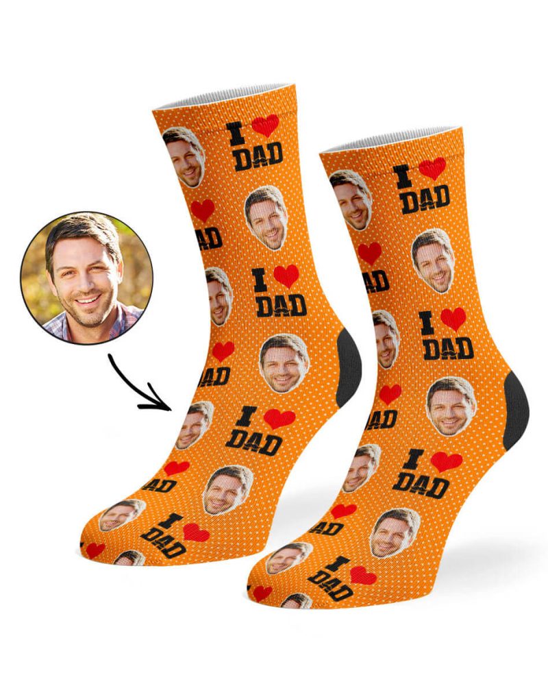 Orange I Love Dad Socks