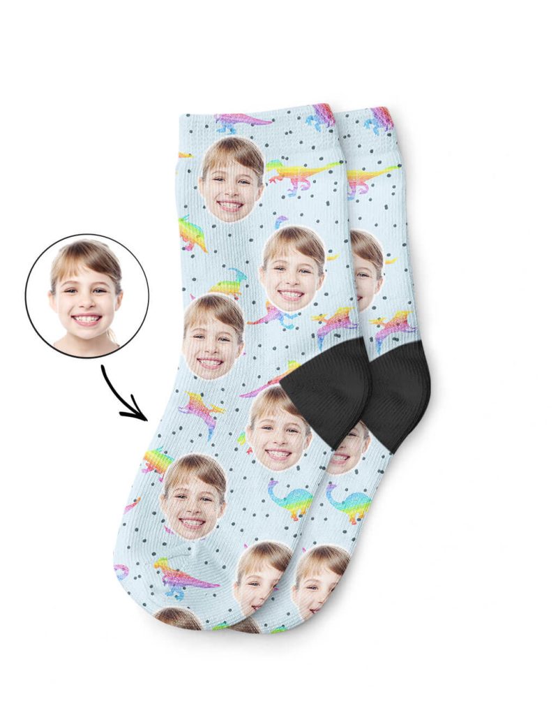 Rainbow Dinosaur Kids Photo Socks