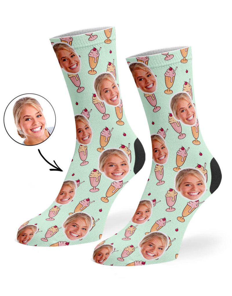 Pale Green Sundae Face Socks