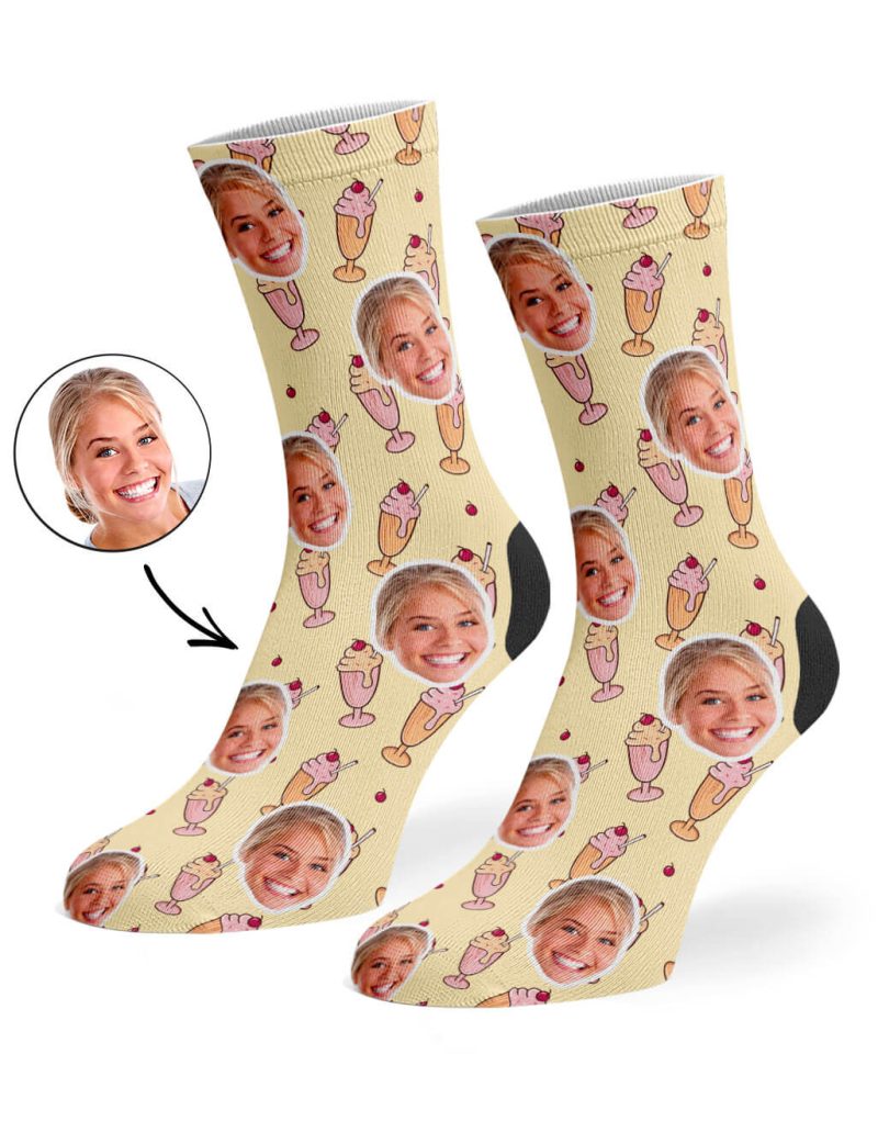 Pale Yellow Sundae Face Socks