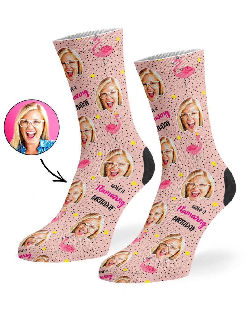 Peach Flamazing Birthday Socks