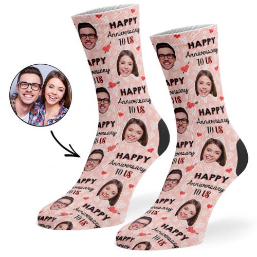 Peach Happy Anniversary To Us Socks