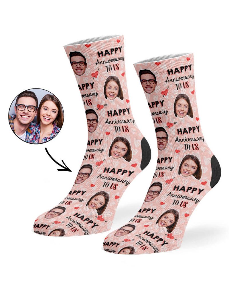 Peach Happy Anniversary To Us Socks