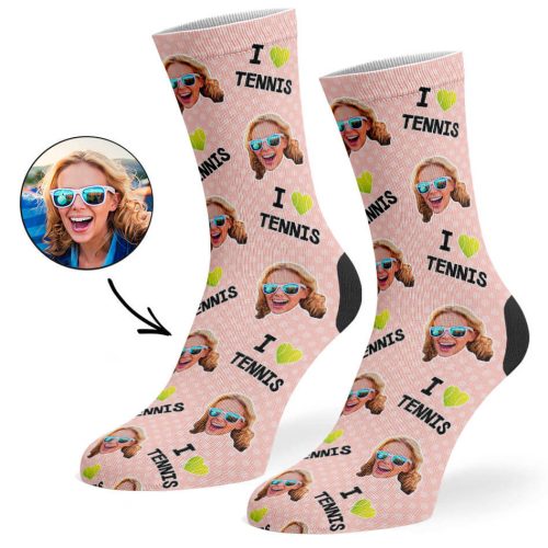 Peach I Love Tennis Socks