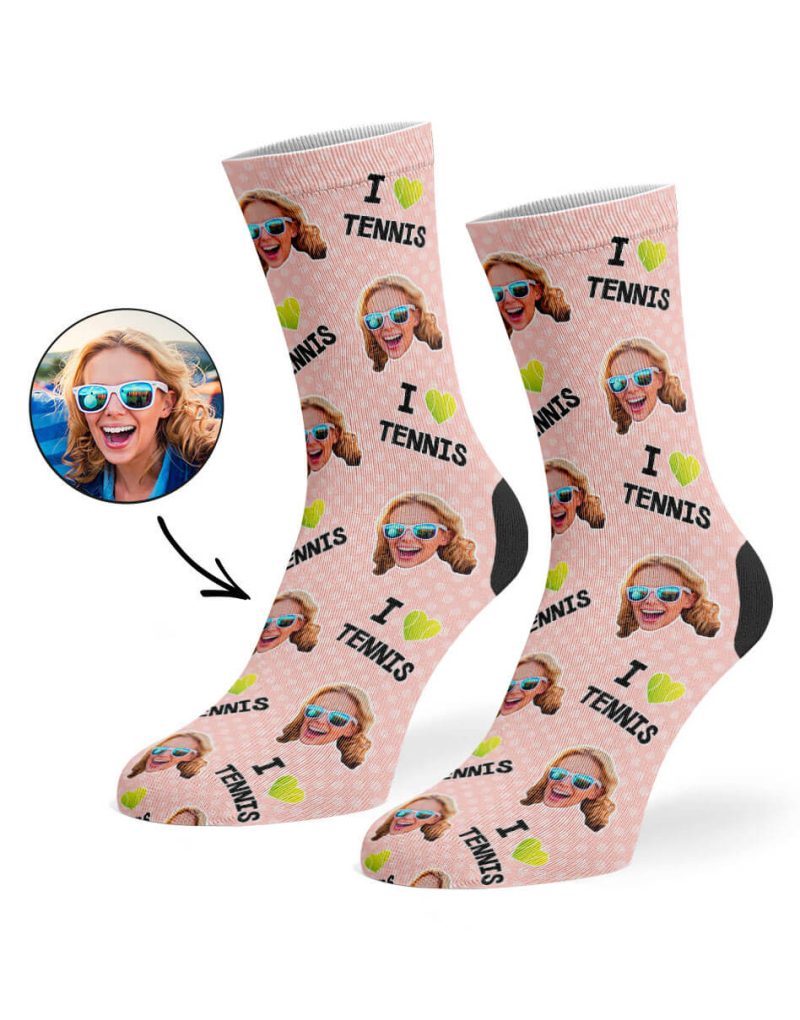 Peach I Love Tennis Socks