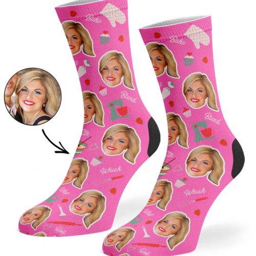 Pink Baker Face Socks