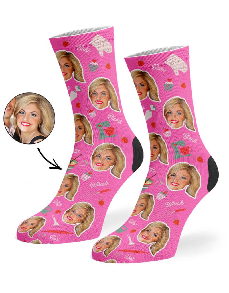 Pink Baker Face Socks