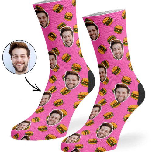 Pink Burger Face Socks