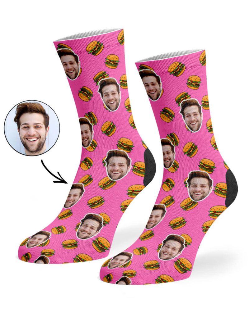 Pink Burger Face Socks