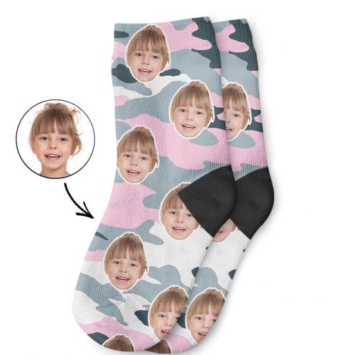 Pink Camo Face Kids Socks