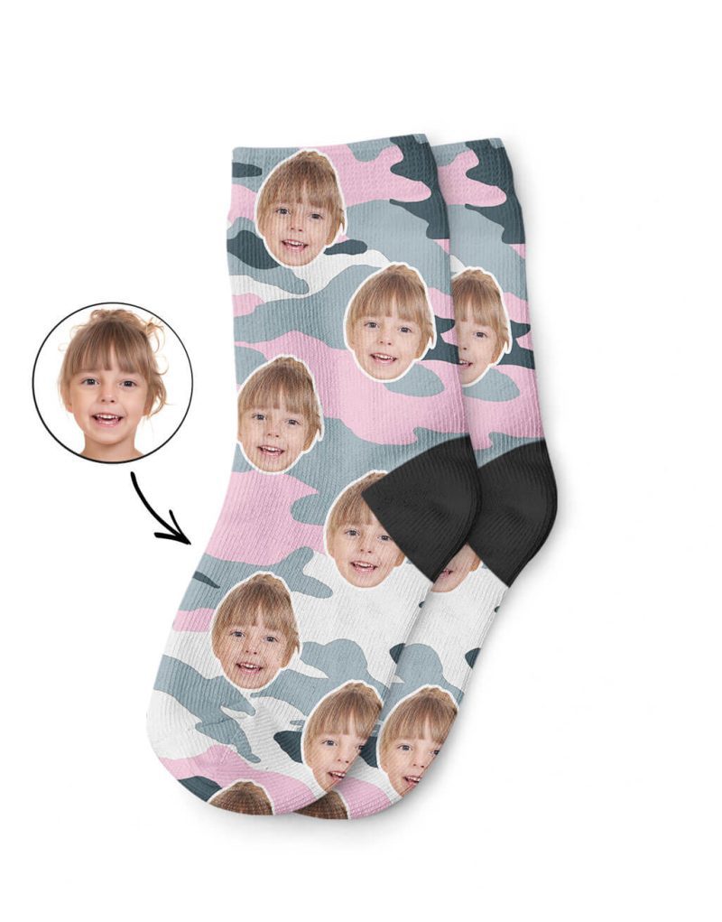 Pink Camo Face Kids Socks