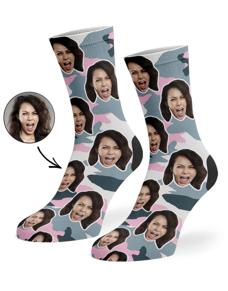 Pink Camo Face Socks